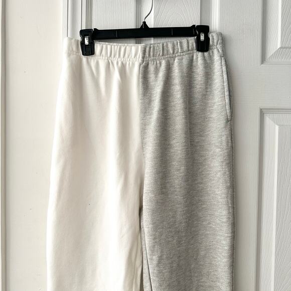 Garage NWT Light Grey White Colorblock French Terry Boyfriend Jogger Sweatpants - Picture 9 of 9